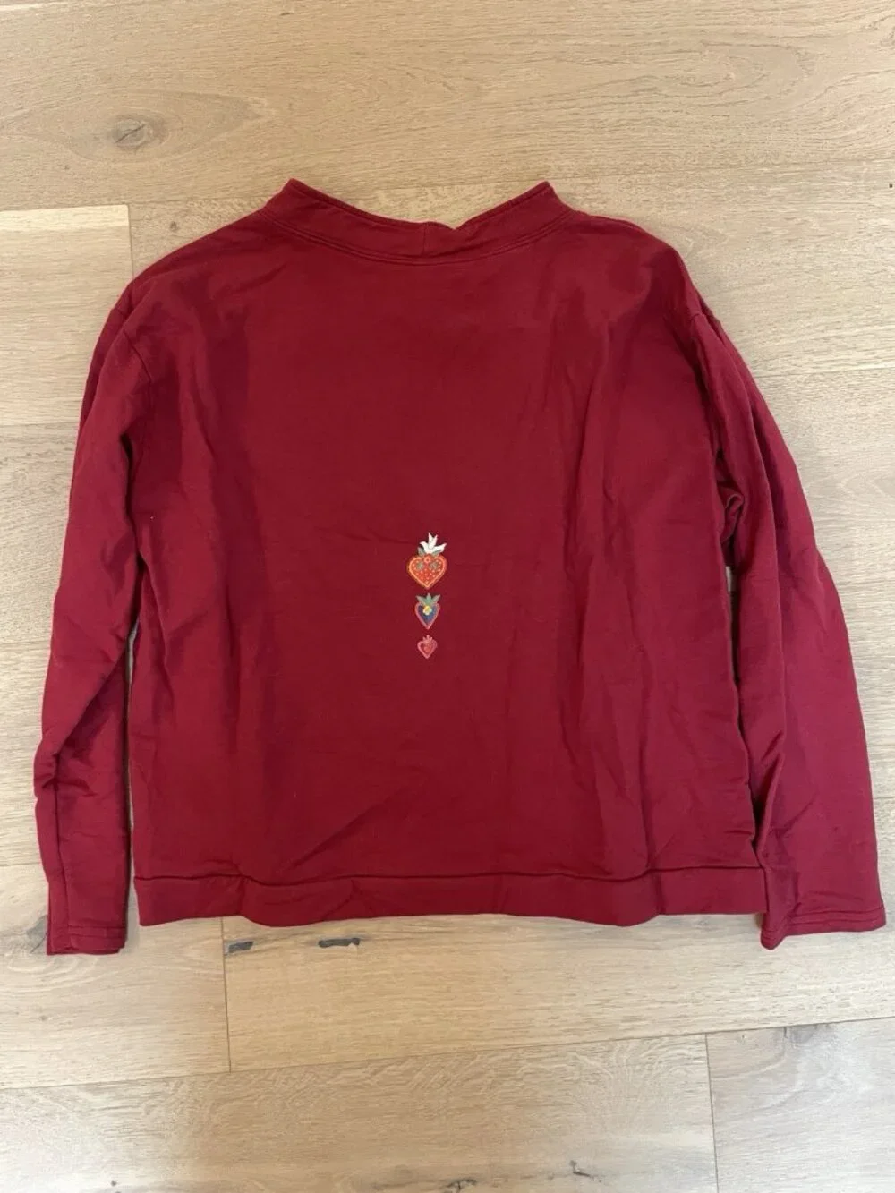 Sabaku Artwear Sweater Pullover From the Heart Hippie Burgundy Red Art To Wear L